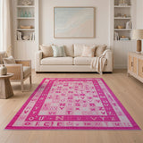 Pink Alphabet Kids Cartoon Rug