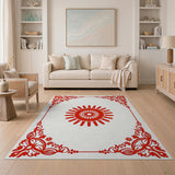 Red Ornate Papercut Sunburst Area Rug