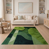 Lush Green Monstera Leaf Geometric Area Rug