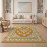 Orange Elegant Orange Persian Medallion Area Rug