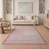 Distressed Red Stripe Vintage Area Rug