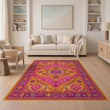 Vibrant Orange Pink Southwestern Geometric Rug