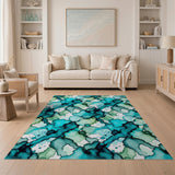 Teal Abstract Watercolor Area Rug