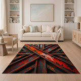 Rusted Crimson Crossbeam Area Rug