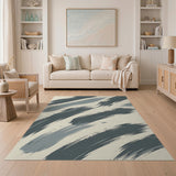 Abstract Grey Brushstroke Area Rug