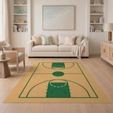 Green Green Basketball Court Area Rug