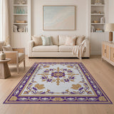 Purple Gold Ornate Floral Medallion Rug