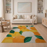 Vibrant Orange Fruit Pattern Fruit Pattern Area Rug