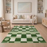 Green Geometric Checkerboard Area Rug