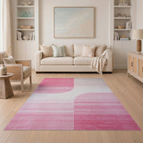 Pink Blush Pink Geometric Abstract Area Rug