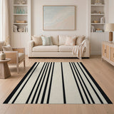 Bold Black White Striped Area Rug