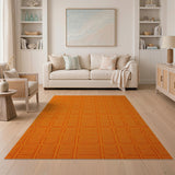 Vibrant Orange Geometric Woven Area Rug