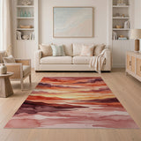 Watercolor Sunset Landscape Area Rug