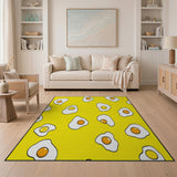 Kids Cartoon Yellow Sunny Fried Egg Yellow Area Rug