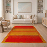 Bold Red-Orange Gradient Geometric Rug