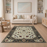 Traditional Persian Multi-color and Patterns Ivory Traditional Persian Floral Area Rug