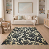Ornate Acanthus Leaf Beige Area Rug