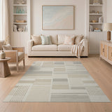 Neutral Beige Geometric Abstract Area Rug