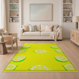 Yellow Fruit Pattern Sunny Lemon Slices Yellow Area Rug