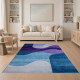 Abstract Wave Area Rug in Blue Purple