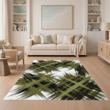 Olive Green Abstract Brushstroke Area Rug