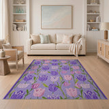 Purple Pink Tulip Floral Area Rug