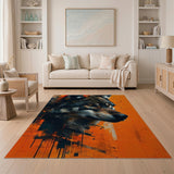 Fierce Geometric Wolf Area Rug