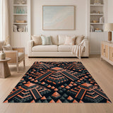 Orange Geometric Pyramid Area Rug