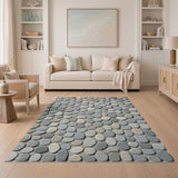 Coastal Beach Grey Pebble Mosaic Area Rug
