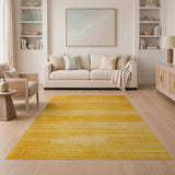 Yellow Horizontal Striped Area Rug