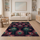Vibrant Peacock Feather Pattern Area Rug