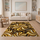 Swirling Brown Tan Abstract Abstract Area Area Rug