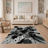 Explosive Black Ink Splatter Area Rug