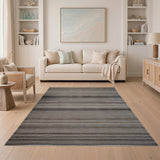 Grey Tonal Striped Woven Area Rug