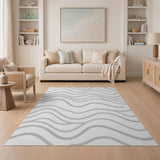 Fluid Grey Wave Abstract Area Rug