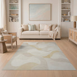 Abstract Wavy Neutral Abstract Area Area Rug