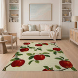 Red Red Apple Orchard Fruit Pattern Area Rug