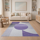 Purple Overlapping Circles Geometric Area Rug