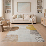 Abstract Organic Shapes Beige Area Rug