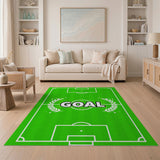 Green GOAL Soccer Field Area Rug