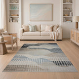 Abstract Cloud Wave Beige Area Rug