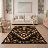Southwestern Geometric Area Rug in Orange Black