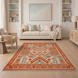 Southwestern Orange Orange Southwestern Geometric Area Rug