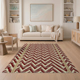 Red Geometric Modern Bold Red Chevron Zigzag Area Rug