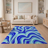 Fluid Blue Waves Abstract Abstract Area Area Rug