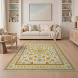 Gold and Silver Elegant Gold Persian Medallion Area Rug