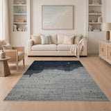 Golden Stars Night Sky Clouds Area Rug