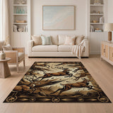 Leaping Deer Herd Brown Tan Area Rug