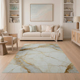 Gold Vein White Marble Area Rug