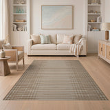 Geometric Modern Beige and Neutral Beige Striped Woven Area Rug